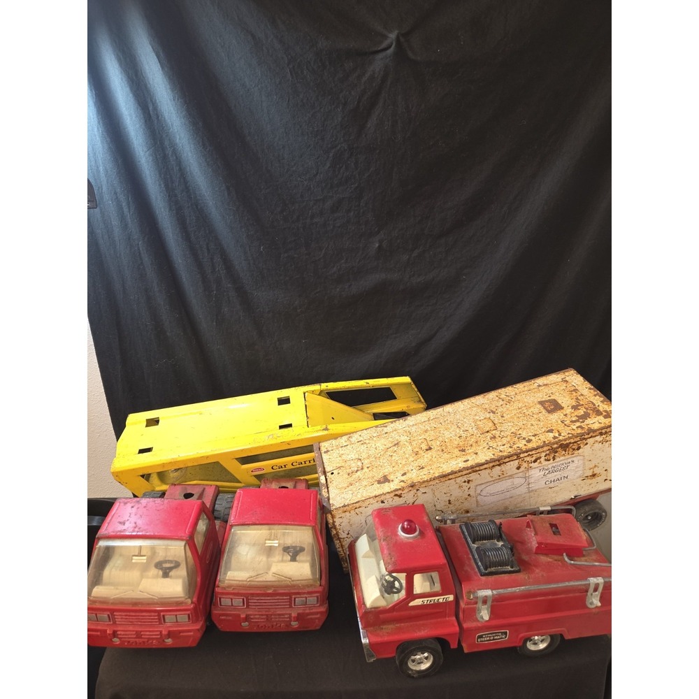 Vintage 1960's 1970's Tonka Transport & Structo Toy vehicle lot 5 Pieces WOW!